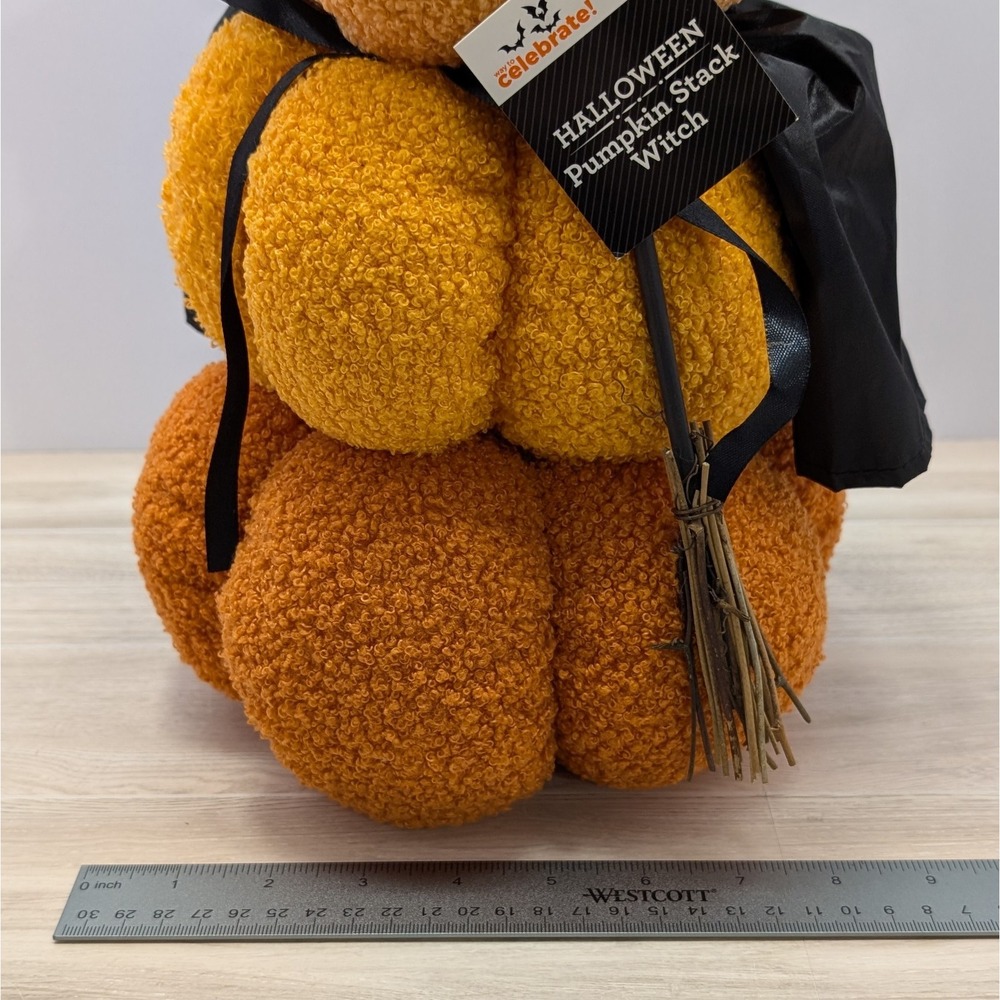 Halloween Pumpkin Stack Witch Plush Decoration 16" Indoor Seasonal Home Décor - Picture 5 of 5